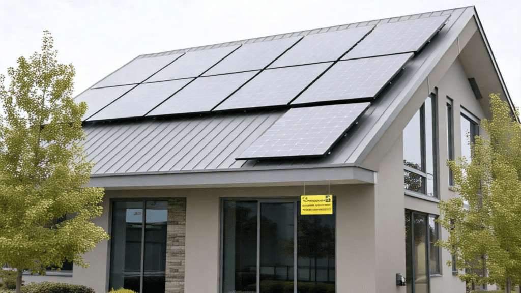 Casa com um sistema solar instalado